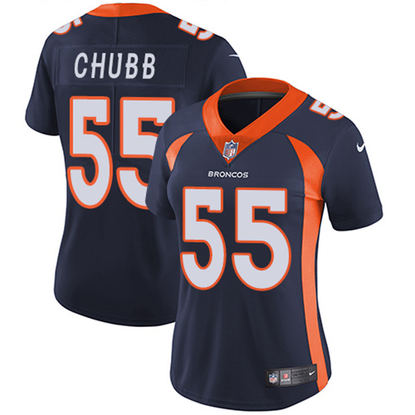 Women's Denver Broncos #55 Bradley Chubb Navy Vapor Untouchable Limited Stitched NFL Jersey(Run Small)